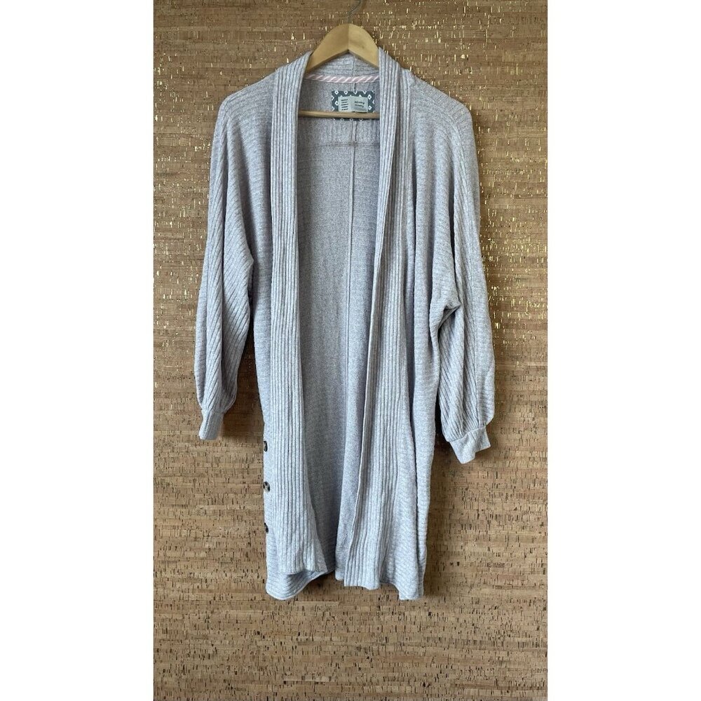 Anthropologie Saturday Sunday Ribbed Long Cardigan Size S Side Buttons Stretch